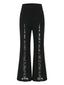 Schwarze 50er Schlaghose mit floraler Spitze und hoher Taille
