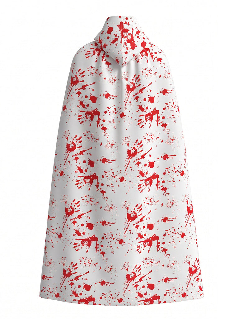 70er Halloween Umhang mit Kapuze und Blut-Handprint