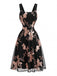 50er Mesh-Swingkleid mit Pailletten-Blumen und Rosen-Gold