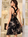 50er Mesh-Swingkleid mit Pailletten-Blumen und Rosen-Gold