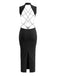 Schwarzes 80er Bodycon-Kleid mit Schmetterling und Rückenausschnitt