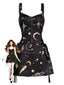 60er Halloween A-Linien-Kleid mit Sternen und Mond