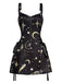 60er Halloween A-Linien-Kleid mit Sternen und Mond