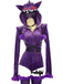 Lila 60er Halloween Monster-Kapuzenbody mit Kunstfellbesatz