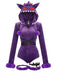 Lila 60er Halloween Monster-Kapuzenbody mit Kunstfellbesatz