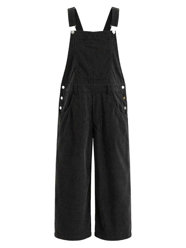 50er Cord-Latzhose mit Taschen und weitem Bein