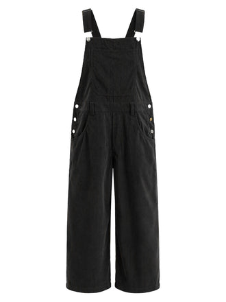 50er Cord-Latzhose mit Taschen und weitem Bein