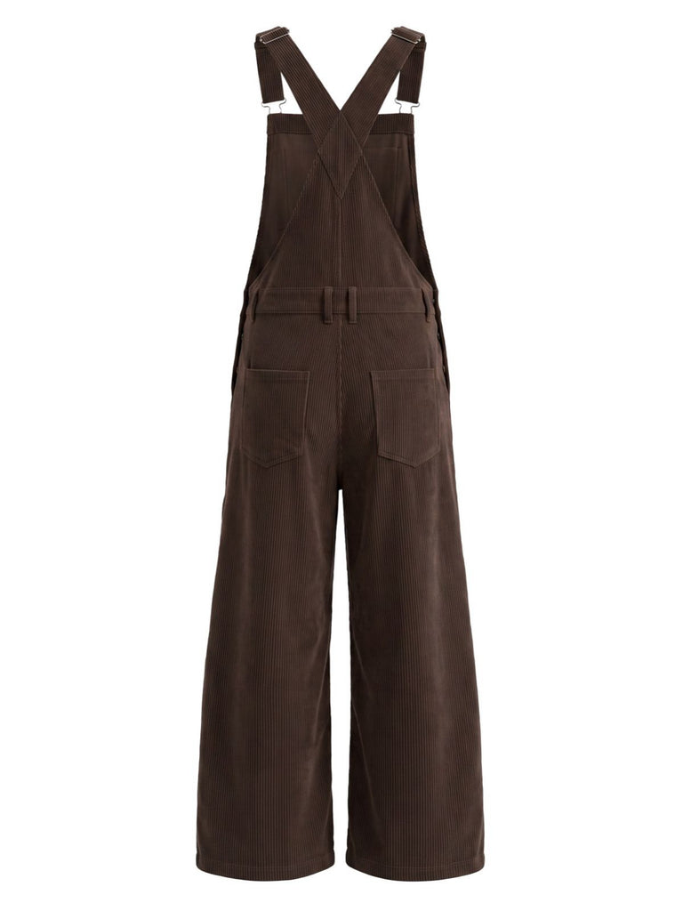 50er Cord-Latzhose mit Taschen und weitem Bein