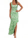 30er asymmetrisches Bodycon-Maxikleid mit Blumen-Print und Rüschen