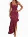 30er asymmetrisches Bodycon-Maxikleid mit Blumen-Print und Rüschen