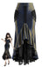 Schwarzer 30er Gothic Meerjungfrauenrock mit Metallic-Glanz und Spitze