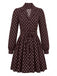 Braunes 60er Polka-Dot Kleid mit Reverskragen und Gürtel