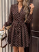 Braunes 60er Polka-Dot Kleid mit Reverskragen und Gürtel