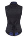 Dunkelblaue 60er Gothic-Bluse mit Jacquard und Spitze