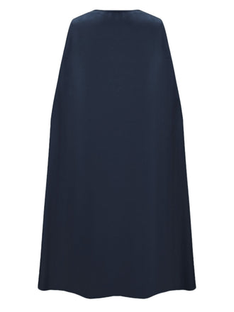 Marineblaues 70er Königin-Kostüm-Plisseekleid mit Cape