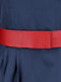 Marineblaues 70er Königin-Kostüm-Plisseekleid mit Cape