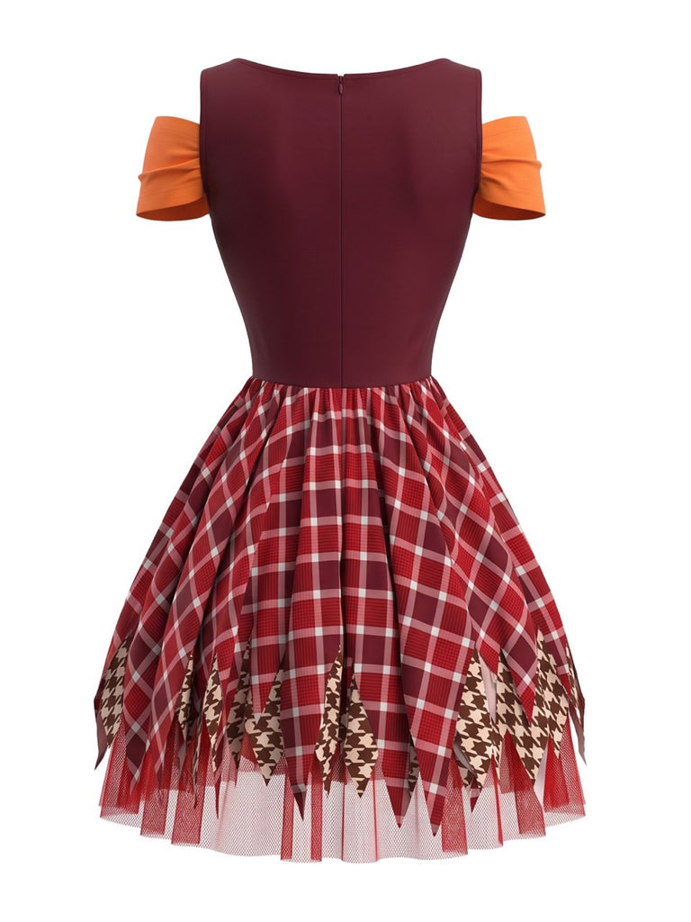 70er Rotkäppchen-Halloween-Kleid mit Kapuzen-Cape