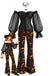 70er Gothic-Korsett & Kürbishose Set mit schulterfreiem Schnitt