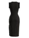 Schwarzes 70er Midikleid mit Paisley-Print und Volants