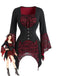 70er Gothic Top mit Totenkopfspitze und Trompetenärmeln