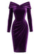 Lila 60er schulterfreies Samt-Bodyconkleid