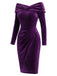 Lila 60er schulterfreies Samt-Bodyconkleid