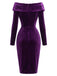 Lila 60er schulterfreies Samt-Bodyconkleid