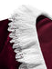 Weinrotes 50er Samtkleid mit Glockenärmeln und weißem V-Kragen