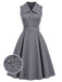 50er ärmelloses Midikleid mit Gürtel und Brosche