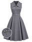 [Vorverkauf] 50er ärmelloses Midikleid mit Gürtel und Brosche