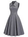 50er ärmelloses Midikleid mit Gürtel und Brosche