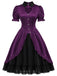 Dunkellila 40er Gothic-Lolita Satinkleid mit Herz-Cut-out