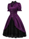 Dunkellila 40er Gothic-Lolita Satinkleid mit Herz-Cut-out