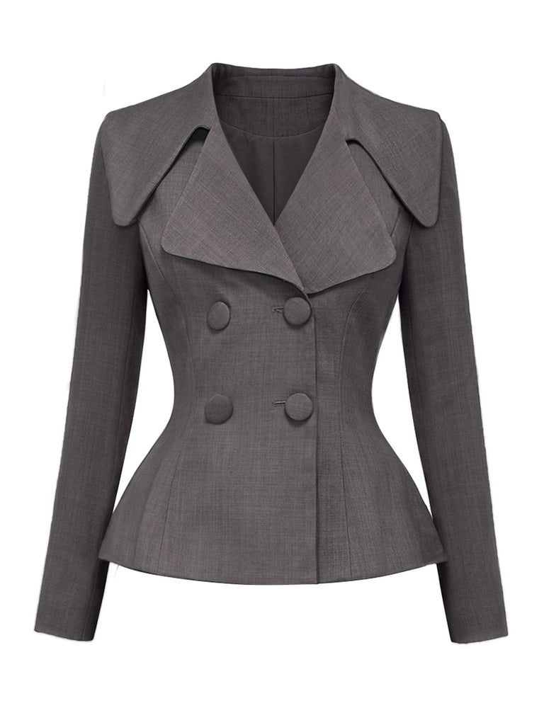 Dunkelgrauer 40er Blazer mit V-Ausschnitt