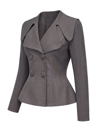 Dunkelgrauer 40er Blazer mit V-Ausschnitt
