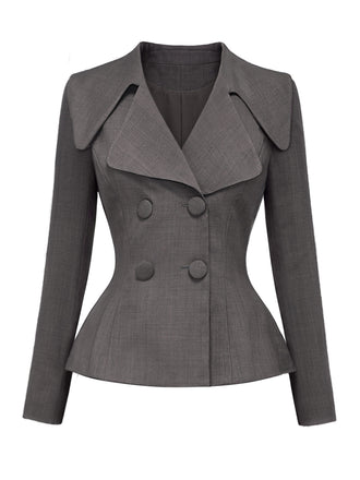 Dunkelgrauer 40er Blazer mit V-Ausschnitt
