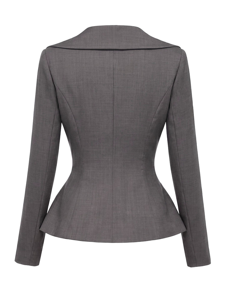 Dunkelgrauer 40er Blazer mit V-Ausschnitt