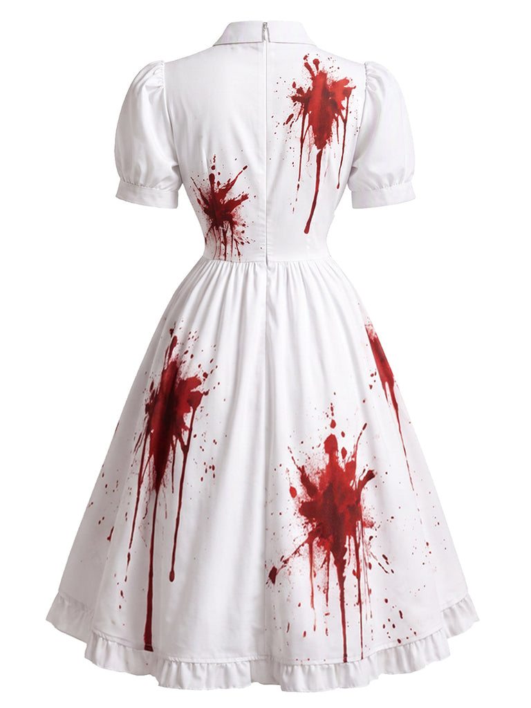50er Krankenschwester-Kostümkleid mit Blutflecken-Print