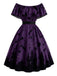 50er schulterfreies Swingkleid mit Fledermaus-Schloss-Print