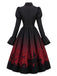 50er Gothic Kleid mit Fledermausprint und Schnürung