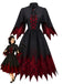 50er Vampirkleid mit Fledermausärmeln und Zackensaum