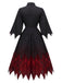 50er Vampirkleid mit Fledermausärmeln und Zackensaum