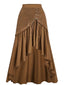 70er Boho Wildleder-Maxirock mit Schnürung und asymmetrischem Saum