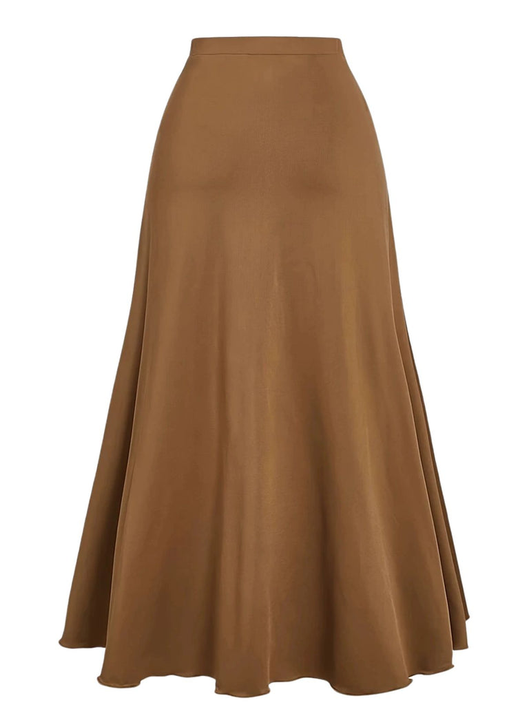 70er Boho Wildleder-Maxirock mit Schnürung und asymmetrischem Saum