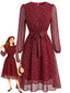 40er Chiffonkleid mit Polka-Dots und Bindegürtel