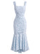30er schulterfreies Meerjungfrauenkleid mit Corsagenstäbchen und Blumen