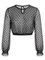 50er Oktoberfest Mesh-Crop-Top mit Polka-Dots und Rüschenmanschetten