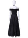 Schwarzes 70er Joker-Queen Maxikleid mit schulterfreiem Schnitt