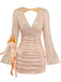 60er Pailletten-Bodycon-Kleid mit V-Ausschnitt, Raffung und offenem Rücken