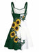 50er Kleid mit Sonnenblumen-, Schmetterlings- und Totenkopf-Print